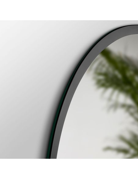 Emuca Specchio da bagno Zeus con Illuminazione LED decorativa e cornice nera, diametro 80 cm, AC 230V 50Hz, 12W
