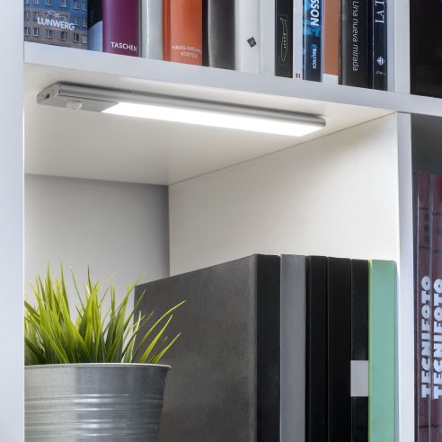 Emuca Lampada LED ricaricabile con USB Kaus con sensore di movimento, L240mm, Tecnoplastica e Alluminio, Anodizzato opaco