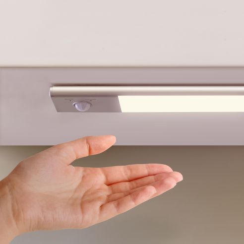 Emuca Lampada LED ricaricabile con USB Kaus con sensore di movimento, L240mm, Tecnoplastica e Alluminio, Anodizzato opaco