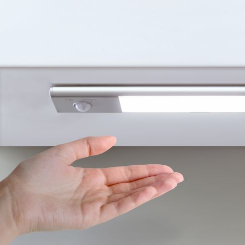 Emuca Lampada LED ricaricabile con USB Kaus con sensore di movimento, L240mm, Tecnoplastica e Alluminio, Anodizzato opaco