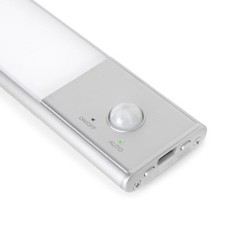 Emuca Lampada LED ricaricabile con USB Kaus con sensore di movimento, L240mm, Tecnoplastica e Alluminio, Anodizzato opaco
