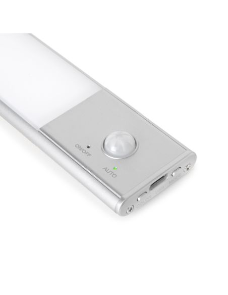 Emuca Lampada LED ricaricabile con USB Kaus con sensore di movimento, L240mm, Tecnoplastica e Alluminio, Anodizzato opaco
