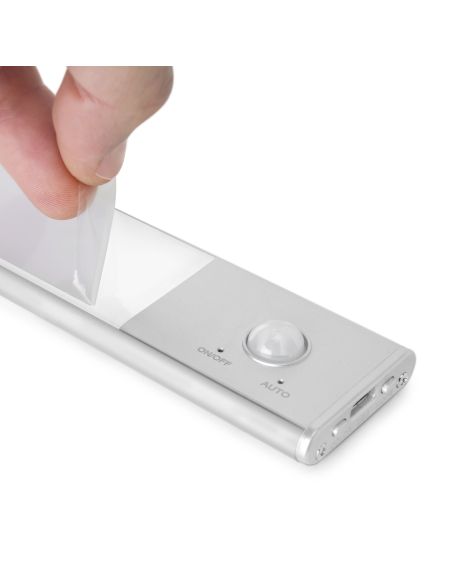 Emuca Lampada LED ricaricabile con USB Kaus con sensore di movimento, L240mm, Tecnoplastica e Alluminio, Anodizzato opaco