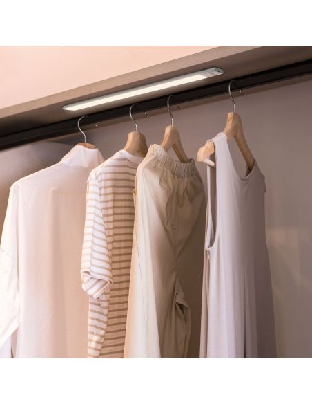 Emuca Lampada LED ricaricabile con USB Kaus con sensore di movimento, L400mm, Tecnoplastica e Alluminio, Anodizzato opaco