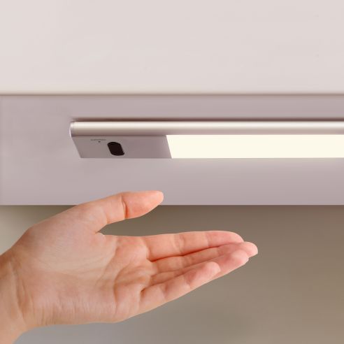 Emuca Lampada LED ricaricabile con USB Kaus con sensore di prossimità, L400mm, Tecnoplastica e Alluminio, Anodizzato opaco