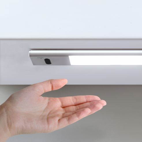 Emuca Lampada LED ricaricabile con USB Kaus con sensore di prossimità, L400mm, Tecnoplastica e Alluminio, Anodizzato opaco