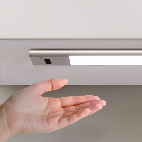 Emuca Lampada LED ricaricabile con USB Kaus con sensore di prossimità, L400mm, Tecnoplastica e Alluminio, Anodizzato opaco