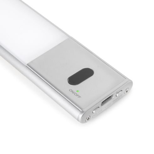 Emuca Lampada LED ricaricabile con USB Kaus con sensore di prossimità, L400mm, Tecnoplastica e Alluminio, Anodizzato opaco