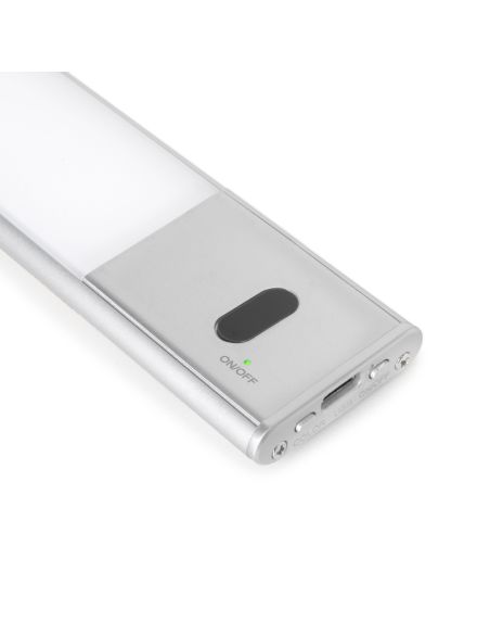 Emuca Lampada LED ricaricabile con USB Kaus con sensore di prossimità, L400mm, Tecnoplastica e Alluminio, Anodizzato opaco