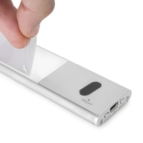 Emuca Lampada LED ricaricabile con USB Kaus con sensore di prossimità, L400mm, Tecnoplastica e Alluminio, Anodizzato opaco