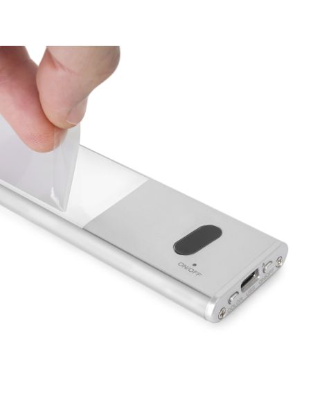 Emuca Lampada LED ricaricabile con USB Kaus con sensore di prossimità, L400mm, Tecnoplastica e Alluminio, Anodizzato opaco