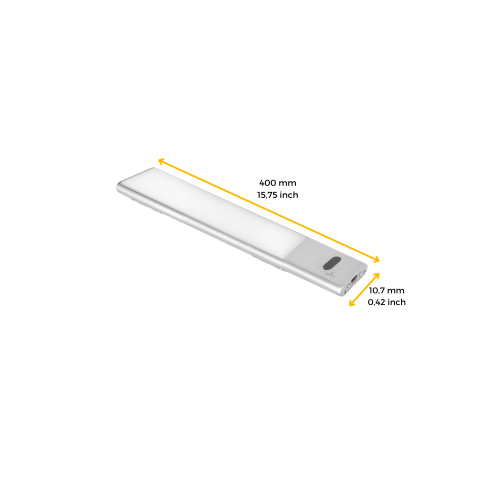 Emuca Lampada LED ricaricabile con USB Kaus con sensore di prossimità, L400mm, Tecnoplastica e Alluminio, Anodizzato opaco