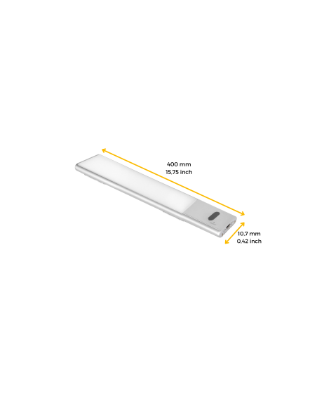 Emuca Lampada LED ricaricabile con USB Kaus con sensore di prossimità, L400mm, Tecnoplastica e Alluminio, Anodizzato opaco