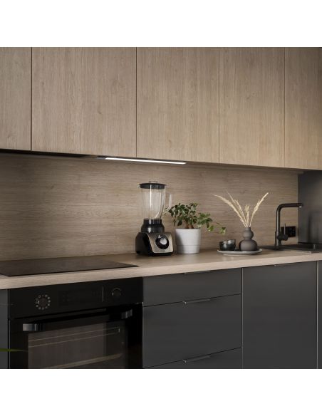 Emuca Lampada LED ricaricabile con USB Kaus Black con sensore di prossimità, L400mmPlastica e Alluminio, Verniciato nero