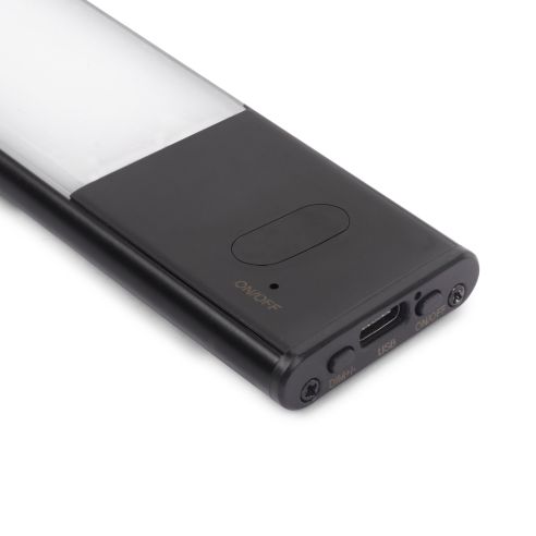 Emuca Lampada LED ricaricabile con USB Kaus Black con sensore di prossimità, L400mmPlastica e Alluminio, Verniciato nero