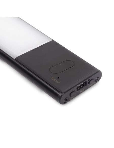 Emuca Lampada LED ricaricabile con USB Kaus Black con sensore di prossimità, L400mmPlastica e Alluminio, Verniciato nero