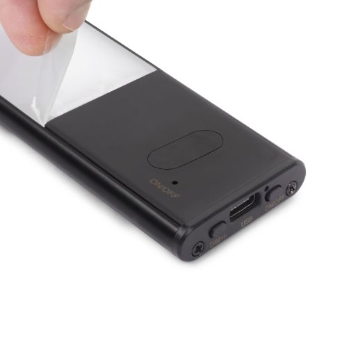 Emuca Lampada LED ricaricabile con USB Kaus Black con sensore di prossimità, L400mmPlastica e Alluminio, Verniciato nero
