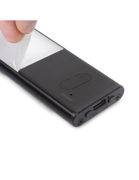 Emuca Lampada LED ricaricabile con USB Kaus Black con sensore di prossimità, L400mmPlastica e Alluminio, Verniciato nero