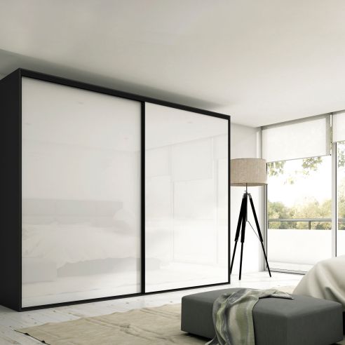 Emuca Kit di ferramenta per armadio 2 ante e chiusura ammortizzata Placard 74, Modello Maniglia Sharp, spessore 16 mm