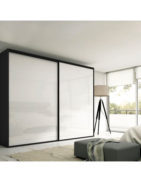 Emuca Kit di ferramenta per armadio 2 ante e chiusura ammortizzata Placard 74, Modello Maniglia Sharp, spessore 16 mm