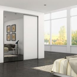 Emuca Kit di ferramenta per armadio 2 ante e chiusura ammortizzata Placard 74, Modello Maniglia Sharp, spessore 16 mm 2