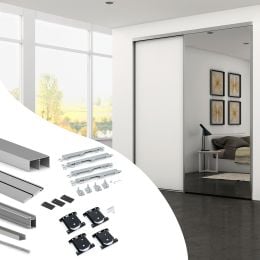 Emuca Kit di ferramenta per armadio 2 ante e chiusura ammortizzata Placard 74, Modello Maniglia Sharp, spessore 18 mm