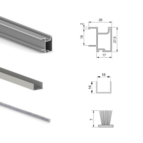 Emuca Kit di ferramenta per armadio 2 ante e chiusura ammortizzata Placard 74, Modello Maniglia Sharp, spessore 18 mm