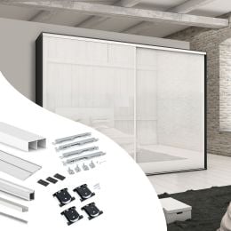 Emuca Kit di ferramenta per armadio 2 ante e chiusura ammortizzata Placard 74, Modello Maniglia Sharp, spessore 19 mm