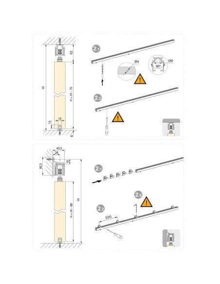 Emuca Sistema Railway per ante scorrevoli sospese in legno con chiusura soft., 80, Anodizzato opaco, Alluminio