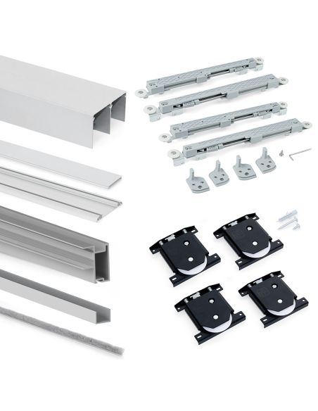 Emuca Kit di ferramenta per armadio a 2 ante e chiusura ammortizzata Placard 81, profilo Sharp, spessore 16 mm