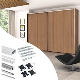 Emuca Kit di ferramenta per armadio a 2 ante e chiusura ammortizzata Placard 81, Profilo Deep, spessore 18 mm