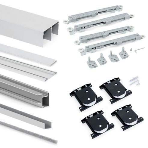 Emuca Kit di ferramenta per armadio a 2 ante e chiusura ammortizzata Placard 81, Profilo Deep, spessore 18 mm