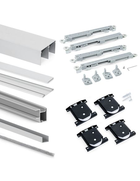 Emuca Kit di ferramenta per armadio a 2 ante e chiusura ammortizzata Placard 81, Profilo Deep, spessore 18 mm