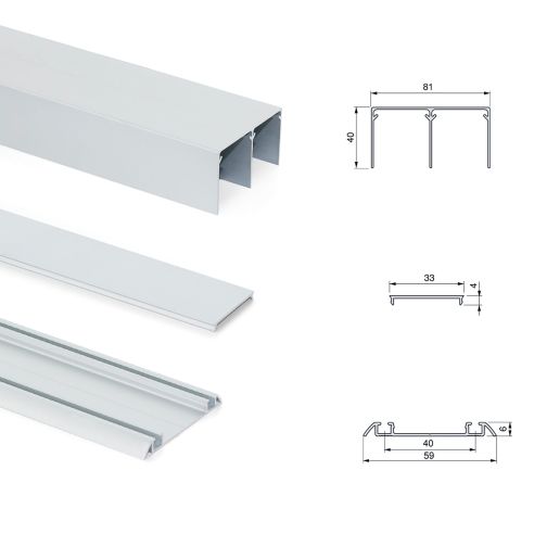 Emuca Kit di ferramenta per armadio a 2 ante e chiusura ammortizzata Placard 81, Profilo Deep, spessore 18 mm