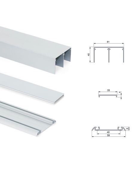 Emuca Kit di ferramenta per armadio a 2 ante e chiusura ammortizzata Placard 81, Profilo Deep, spessore 18 mm