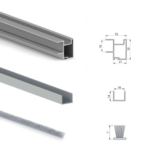 Emuca Kit di ferramenta per armadio a 2 ante e chiusura ammortizzata Placard 81, Profilo Deep, spessore 18 mm