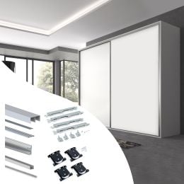 Emuca Kit di ferramenta per armadio a 2 ante e chiusura ammortizzata Placard 90, profilo Vall, spessore 19 mm