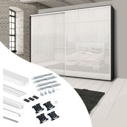 Emuca Kit di ferramenta per armadio a 2 ante e chiusura ammortizzata Placard 74, profilo Wave, spessore 16 mm