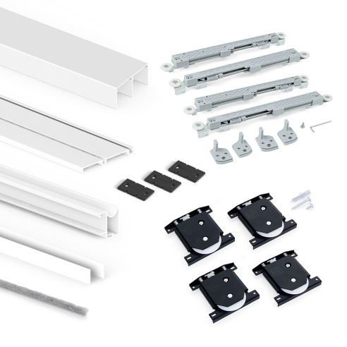 Emuca Kit di ferramenta per armadio a 2 ante e chiusura ammortizzata Placard 74, profilo Wave, spessore 16 mm
