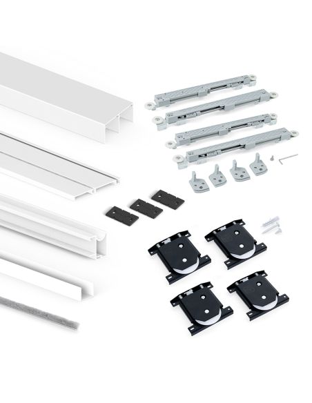 Emuca Kit di ferramenta per armadio a 2 ante e chiusura ammortizzata Placard 74, profilo Wave, spessore 16 mm