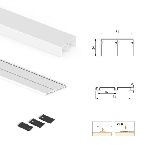 Emuca Kit di ferramenta per armadio a 2 ante e chiusura ammortizzata Placard 74, profilo Wave, spessore 16 mm
