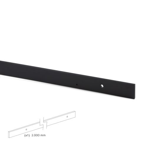 Emuca Sistema Barn per ante scorrevoli in legno sospese, Senza chiusura soft, Verniciato nero, Acciaio e Tecnoplastica