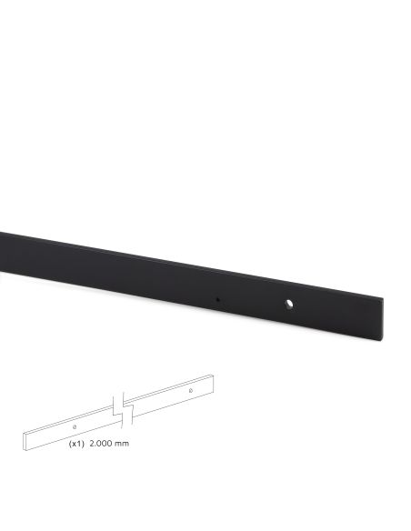 Emuca Sistema Barn per ante scorrevoli in legno sospese, Senza chiusura soft, Verniciato nero, Acciaio e Tecnoplastica