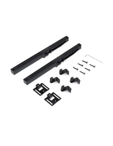 Emuca Sistema Barn per ante scorrevoli in legno sospese, Con chiusura soft, Verniciato nero, Acciaio e Tecnoplastica