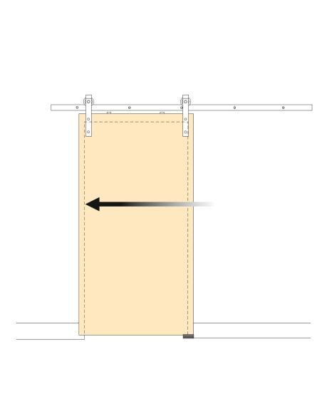 Emuca Sistema Barn per ante scorrevoli in legno sospese, Con chiusura soft, Verniciato nero, Acciaio e Tecnoplastica