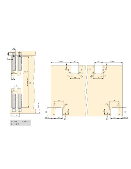 Emuca Kit di ferramentaper armadio 2 ante scorrevoli e chiusura soft Flow con binari incassati 2,35 m, pannelli non inclusi