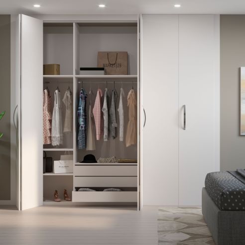 Emuca Kit di ferramenta per armadio 2 ante scorrevoli pieghevoli con chiusura soft Twofold, per 4 pannelli non inclusi