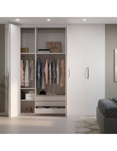 Emuca Kit di ferramenta per armadio 2 ante scorrevoli pieghevoli con chiusura soft Twofold, per 4 pannelli non inclusi