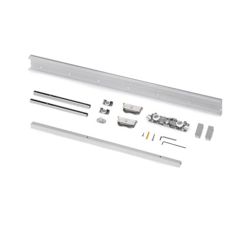 Emuca Kit di ferramenta per porta scorrevole appesa in legno Wall con chiusura soft, Acciaio, Alluminio e Tecnoplastica