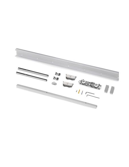 Emuca Kit di ferramenta per porta scorrevole appesa in legno Wall con chiusura soft, Acciaio, Alluminio e Tecnoplastica